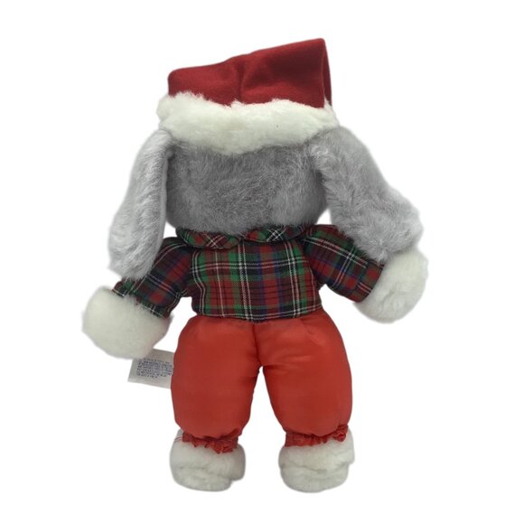 Vtg Holiday Cloud 9 Dan Brechner Plush Dog Plush Stuffed Animal Plaid Overalls - Picture 5 of 6